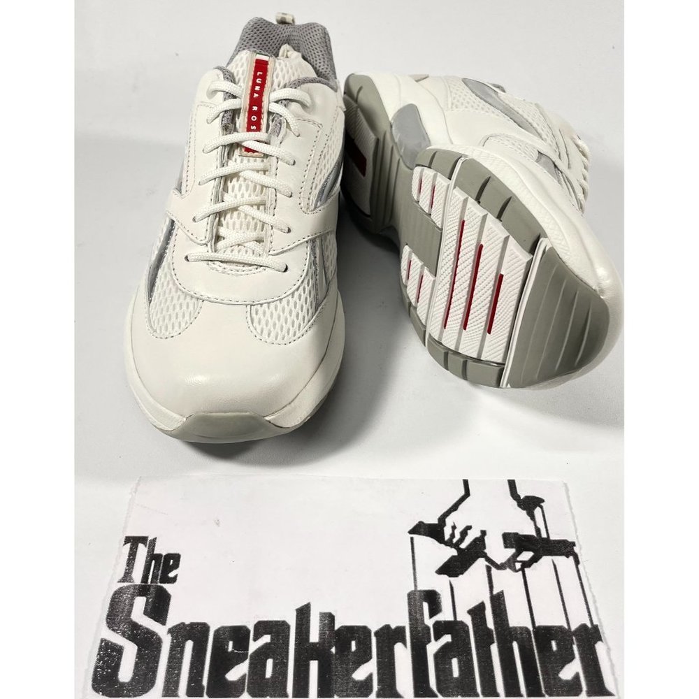 Prada White Silver Low-Top Sneakers - Picture 9 of 15